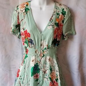 Short sleeve floral maxi dress